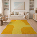 Vibrant Yellow Overlapping Geometric Shag Rug