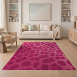 Vibrant Pink Leopard Print Area Rug