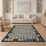 Grey Cobblestone Mosaic Area Rug
