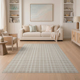 ODIKA Beige Plaid Washable Area Rug - Low Pile Non-Slip Pet & Kid Friendly