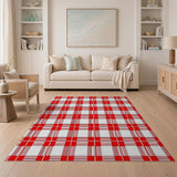Geometric Modern Red Bold Red Gingham Checkered Area Rug