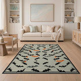 Multi-color and Patterns Spooky Black Bats Silhouette Area Rug