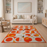 Multi-color and Patterns Bold Orange Geometric Circle Area Rug
