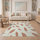 Burnt Orange Feather Scatter Boho Area Rug