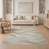Wavy Abstract Area Wavy Beige Abstract Area Rug