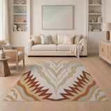 Beige Terracotta Abstract Wave Area Rug