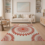 Red Mandala Sunburst Area Rug