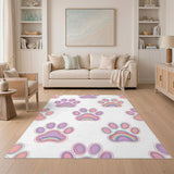 Rainbow Multi-color and Patterns Rainbow Paw Print Kids Area Rug