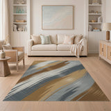 Brown Tan Abstract Geometric Area Rug
