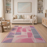 Pink Geometric Modern Area Rug