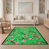 Cherry Blossom Green Floral Area Rug