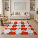 Bold Red White Scribble Check Area Rug