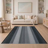 Black and White Black White Vertical Stripe Geometric Rug