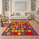 Vibrant Multilingual Alphabet Kids Area Rug