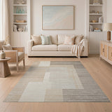 Modern Beige Geometric Block Area Rug