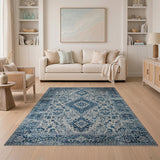Traditional Persian Navy Blue Persian Medallion Area Rug