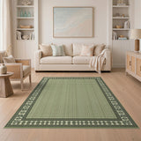 Emerald Green Leaf Motif Persian Area Rug