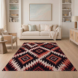 Bold Red Southwestern Geometric Red Area Rug