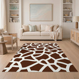 Brown Abstract Giraffe Spot Washable Area Rug