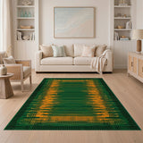 Vibrant Green Orange Geometric Modern Area Rug