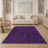 Purple Purple Floral Line Art Area Rug