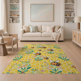 ODIKA Washable Bee & Honeycomb Low Pile Kids Area Rug - Non-Slip