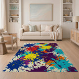 Multi-color and Patterns Vibrant Paint Splatter Abstract Area Rug