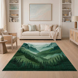 Layered Green Mountain Valley Area Rug
