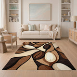 Abstract Brown Tan Area Rug