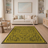 Yellow Maze Labyrinth Area Rug