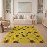 Sunflower Butterfly Yellow Floral Rug