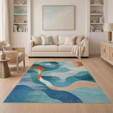 Abstract Teal Wave Abstract Area Area Rug