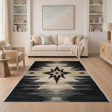 Black Starburst Southwestern Area Rug