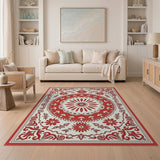 Red Floral Medallion Persian Area Rug