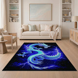 Electric Blue Dragon Lightning Area Rug