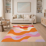 Multi-color and Patterns Vibrant Wavy Abstract Multi-Color Area Rug