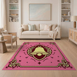 Pink Ornate Bell Laurel Wreath Area Rug