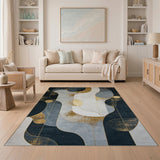 Abstract Navy Gold Geometric Area Rug