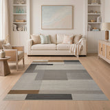 Modern Geometric Textured Neutral Area Rug