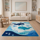 Cute Cartoon Whale Ocean Kids Area Rug