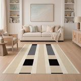 Geometric Modern Beige Geometric Block Stripe Area Rug