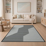 Grey Geometric Staircase Illusion Rug