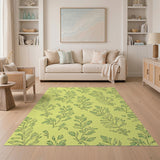 Vibrant Yellow Leaf Pattern Area Rug