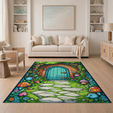 ODIKA Washable Whimsical Enchanted Garden Kids Rug - Low Pile & Non-Slip