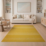 Vibrant Yellow Stripe Woven Area Rug