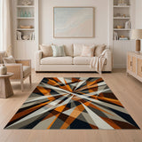Geometric Modern Bold Geometric Orange Area Rug