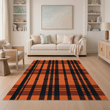 Bold Orange Black Plaid Orange Area Rug