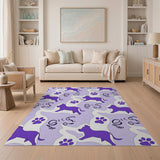 Purple Cartoon Puppy Paw Area Rug