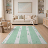 Mint Green Striped Abstract Organic Area Rug