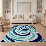 Swirling Blue Teal Abstract Abstract Area Area Rug